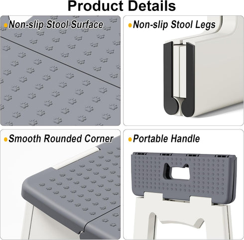 Kzeirm Waterproof,13" Foldable Shower Stool for Shaving Legs, Plastic Foot Rest Stools to Shave Leg, Folding Small
