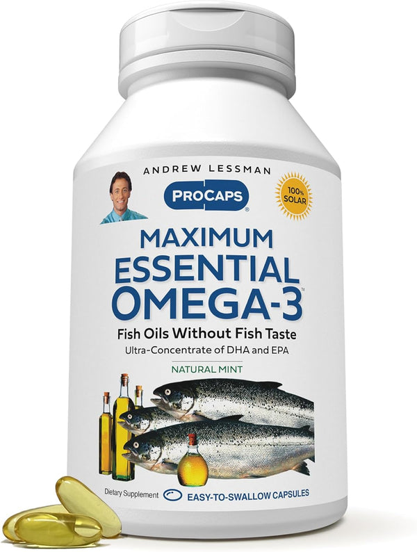ANDREW LESSMAN Maximum Essential Omega-3 Mint - 30 Softgels - Ultra-Pure, High Potency Omega-3 Oils