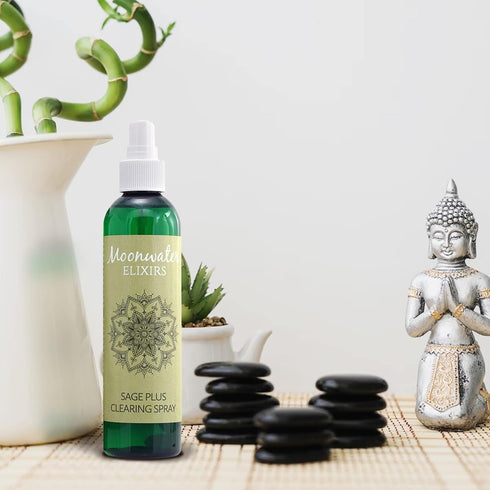 White Sage Spray for Smudging - Sage Spray for Clearing Negative Energy, Smudge Cleansing Sage Spray for House Negative Energy with Sage Oil & Crystals, Sage Spray Mist - 8 Fl Oz by Moonwater Elixirs