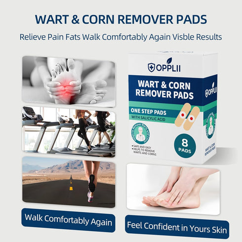 opplii 40% Wart & Corn Remover Pads with Salicylic Acid Extra Strength Wart Pads for Thickened Skin on Feet & Hands