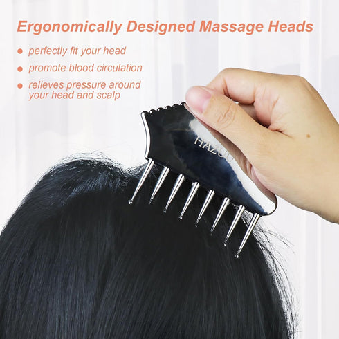 HAZUU Portable Stainless Steel Scalp Massager - Guasha Scraping Tool for Head, Neck, Shoulders, Legs & Arms - Ideal