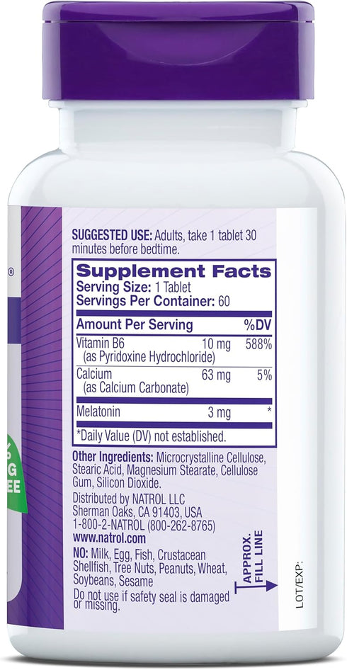 Natrol Melatonin 3 mg - Dietary Supplement for Restful Sleep, Sleep Supplements for Adults, 60 Melatonin Tablets, 60