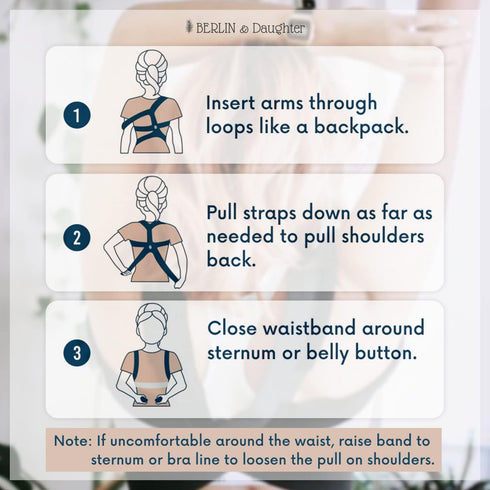 Berlin & Daughter Posture Corrector - Fully Adjustable Breathable Clavicle Chest Back Support Brace for Men & Women