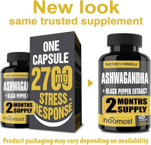 Organic Ashwagandha Capsules 2700mg w/Black Pepper Extract 20mg as Vegan Ashwagandha Supplements for Anti Stress Relief, Natural Mood Support, Energy & Focus, 2 Months