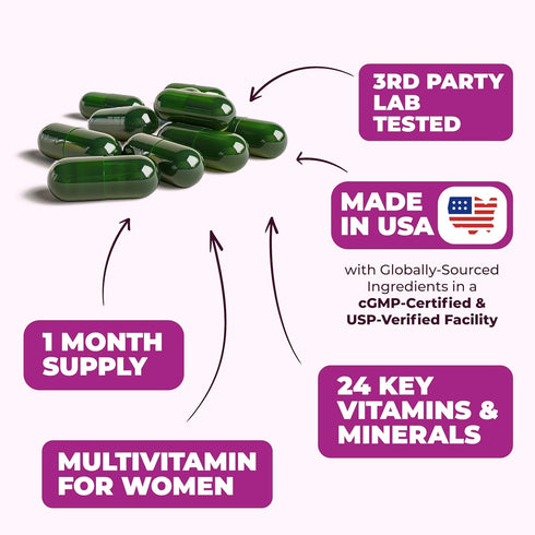 Multivitamin for Women - Daily Vitamins for Energy, Mood, Hair, Skin, Nails - Liquid Caps