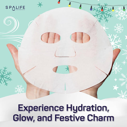 SpaLife Santa's Squad Hydrating Facial Masks, 12 Pack for Moisturizing and Soothing Beauty