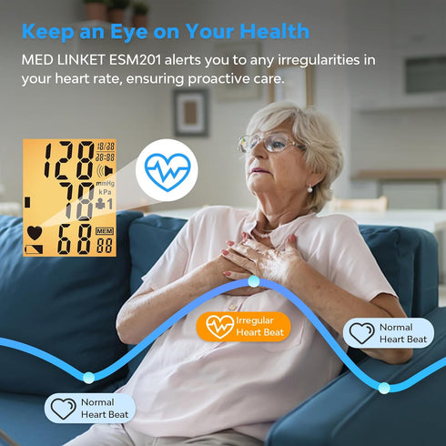 ESM201 Blood Pressure Monitors for Home Use, Upper Arm BP Monitor with 9-17" Comfort Large Cuff, Backlit Display,