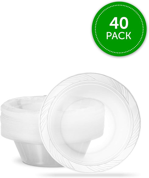 PLASTICPRO 5 Ounce Premium Crystal Clear Disposable Plastic Dessert Bowls, Pack of 40