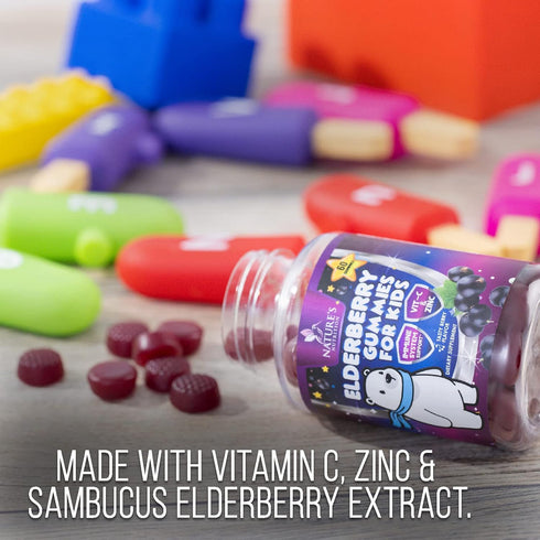 Sambucus Elderberry Gummies for Kids with Vitamin C, Zinc & Elderberry, 60 Non-GMO Berry Flavor Gummies, Ages 2 Up