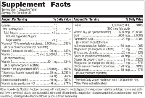 Bariatric Advantage - Chewable Ultra Solo without Iron - Citrus - 30 Tablets (Pack of 1)