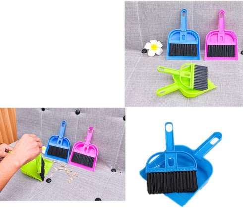 Mini Dustpan and Broom Set 1 Pcs Portable Plastic Brush Set (Blue) for Home Kitchen Sweeper Table Desk Office