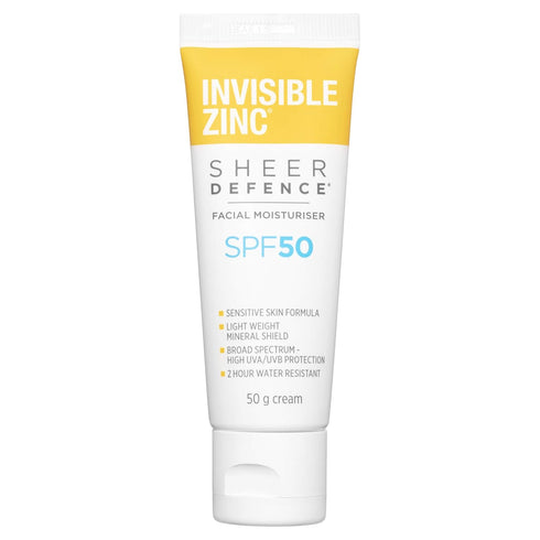 Sheer Defence Moisturizer SPF 50 - Daily Moisturizer with Sun Protection, 50g to Prevent Premature Aging from UV Rays