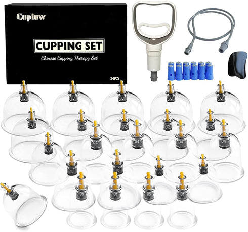 Cupping Set, 24 Cups Cupping Kit for Massage Therapy, Professional Vacuum Cupping Set for Muscle Pain Relief