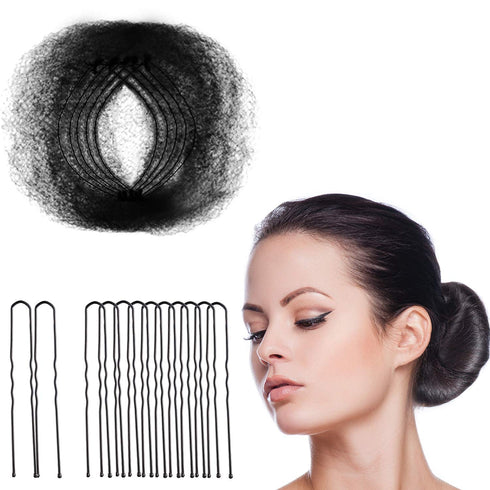 Zonon Hair Nets, 50Pcs Invisible Elastic Edge Mesh, 50cm Individual Package for Women Bun, with 40Pcs U Shaped Pins,