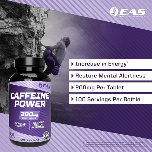 Caffeine Power 200mg: Caffeine Pills Supplement to Increase Energy & Restore Mental Alertness, 100 Tablets