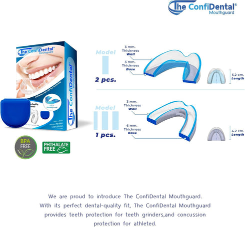 Pack of 3 Moldable Mouth Guards for Teeth Grinding | Includes 2 Regular and 1 Heavy Duty Guard for Bruxism