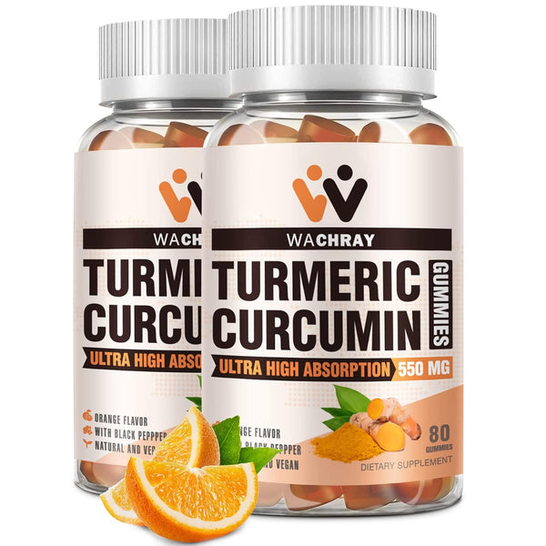 Turmeric Curcumin Gummies with Ginger & Black Pepper Extract - 2 Pack Vegan Tumeric Gummy Supplements for Joint Health
