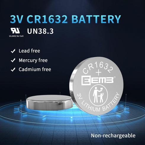 EEMB CR1632 Lithium Battery 5-Pack, 3V CR 1632 Li-MnO2 Button Batteries, ECR1632, DL1632 Replacement