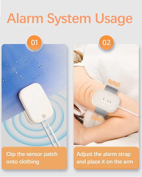 Bed Wetting Alarm for Boys Girls, USB Rechargeable Bedwetting Alarm System, Loud Sound and Vibration, 3 Reminder Modes