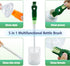 Rovella Set (1Pc Five-in-one Bottle Brush Green), Long Handle Bottle Cleaning Brush Straw Brush Nipple Brush