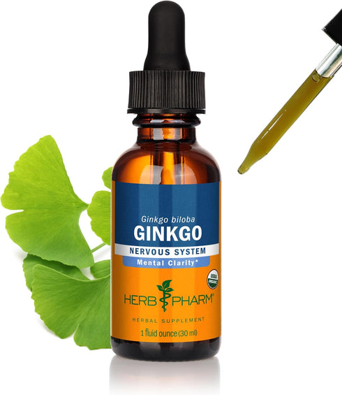 Herb Pharm Certified Organic Ginkgo Liquid Extract for Memory and Concentration, 1 Ounce