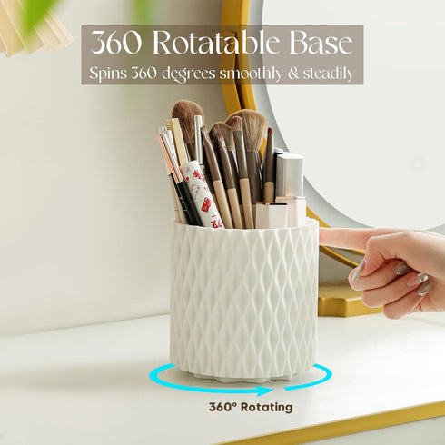 Makeup Brush Holder Organizer, 360° Rotating 5 Slot Cup for Cosmetics, Bathroom Vanity Storage