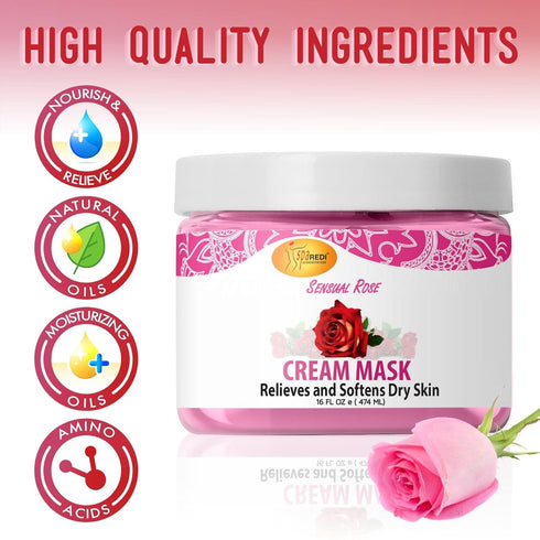 SPA REDI Body and Foot Cream Mask, Sensual Rose, 16 Oz, Hydrating Pedicure Massage for Tired Feet