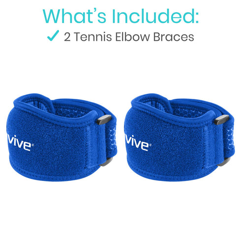 Vive Tennis Elbow Brace for Men & Women 2 Pack - Tendonitis Elbow Brace for Pain Relief and Support