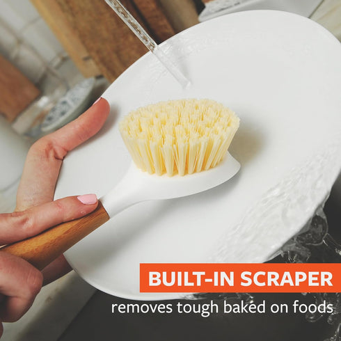 Set 2-Pack Full Circle Double Dish Brush Durable Scrub Brushes for Dishes, Pots, Pans, and Cast Iron, Includes Be Good