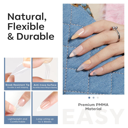 Modelones Medium Almond Nail Tips, 500Pcs Clear False Acrylic Press on Nails, 10 Sizes for Nail Extension DIY