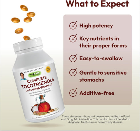 Andrew Lessman Complete Tocotrienols with Gamma Vitamin E - 60 Softgels, Eight Forms of Vitamin E, Powerful Antioxidant