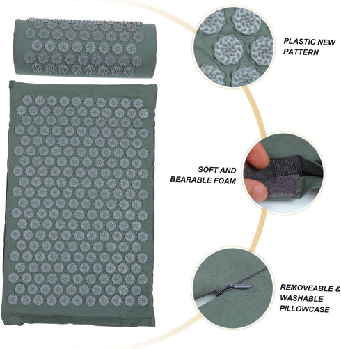 Set TIDTALEO Acupressure Massage Mat and Pillow with Carry Bag, Relief Back and Neck Mat for Relaxation and Yoga
