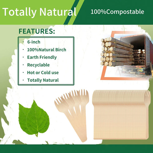 200pcs 4 inch Mini Wooden Forks, Biodegradable Compostable Birchwood Disposable Cutlery for Parties, Weddings