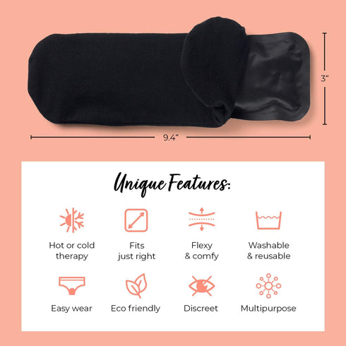 Hot & Cold Reusable Perineal Ice Pack with 4 Washable Sleeves & Carry Bag for Postpartum Pain, Hemorrhoids & More
