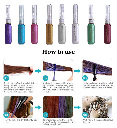 Professional Hair Dye Temporary Hair Chalk Stick - Non-toxic Salon DIY Hair Dyeing Mascara (Gold)