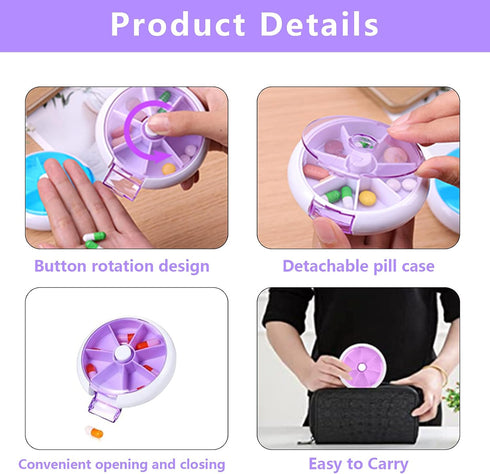 INVODA Weekly Pill Organizer - 7 Day 3 Times Medicine Dispenser with Push Button Rotate Pill Planner