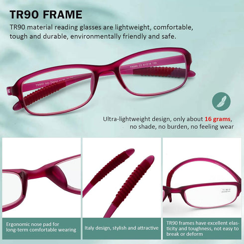 DOOViC 4 Pack Computer Reading Glasses, Blue Light Blocking Anti Eyestrain Readers for Women Men 1.0 Strength