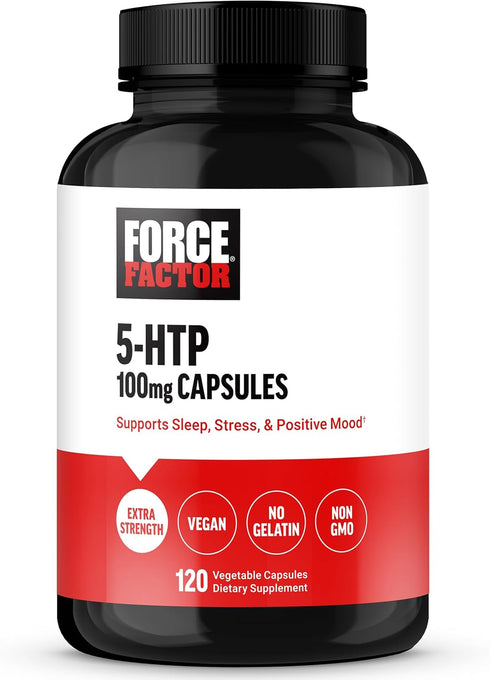 FORCE FACTOR 5HTP Sleep Aid and Mood Support Supplement, Extra Strength Natural Sleep Supplement, 120 Capsules