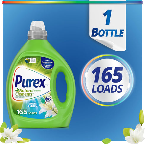 Purex Liquid Laundry Detergent, Ultra Concentrated, Linen & Lilies, 82.5 Ounce (165 Loads)