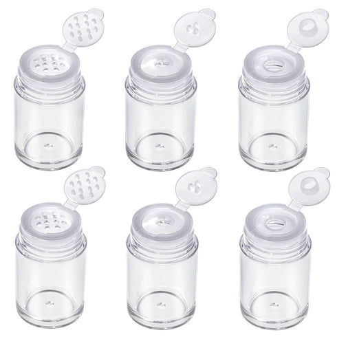 RAYNAG 6 Pieces Mini Empty Loose Powder Bottle, Travel Cosmetic Glitter Shaker with Sifter and Lids