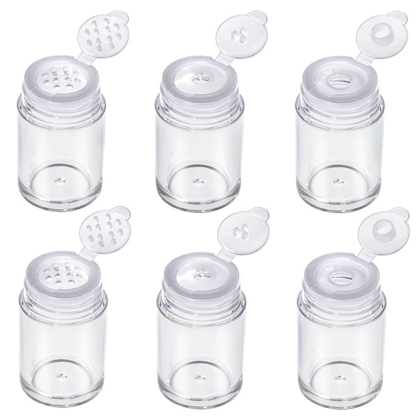 RAYNAG 6 Pieces Mini Empty Loose Powder Bottle, Travel Cosmetic Glitter Shaker with Sifter and Lids