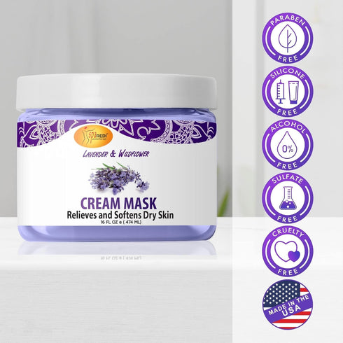 SPA REDI Body and Foot Cream Mask, Lavender and Wildflower, 16 Oz for Hydrating Skin