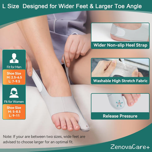 ZenovaCare+ 1 Bunion Corrector Sleeve for Men/Women, Pair Day & Night Toe Alignment,Orthopedic Post-Workout Recovery