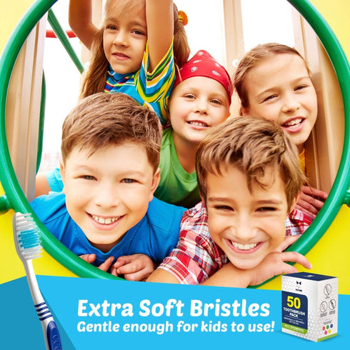 Bulk Toothbrushes 50 Pack, Individually Wrapped Travel Toothbrush Set for Adults & Kids, BPA-Free & Disposable