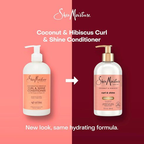 SheaMoisture Curl & Shine Conditioner, Coconut & Hibiscus, 13 oz for Thick Curly Hair