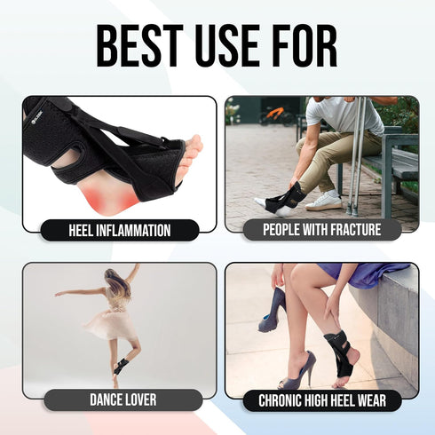 Upgraded Plantar Fasciitis Night Splint - Effective Brace for Foot Drop and Achilles Tendonitis for Women & Men (Black)