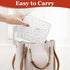 Makeup Bag Quilted Floral Cosmetic Bag for Women - Cute Cotton Travel Toiletry Organizer (White Cherry)