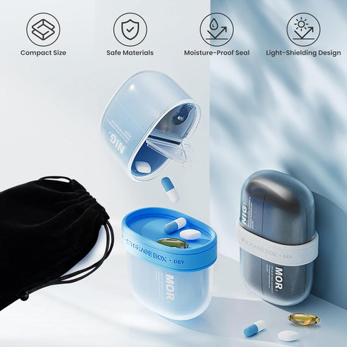 Pills,1/2 (3 Travel Pill Organizer,Medicine Pill Box Case&Pill Cutter for Small Tiny Pill Splitter Cuts Multiple