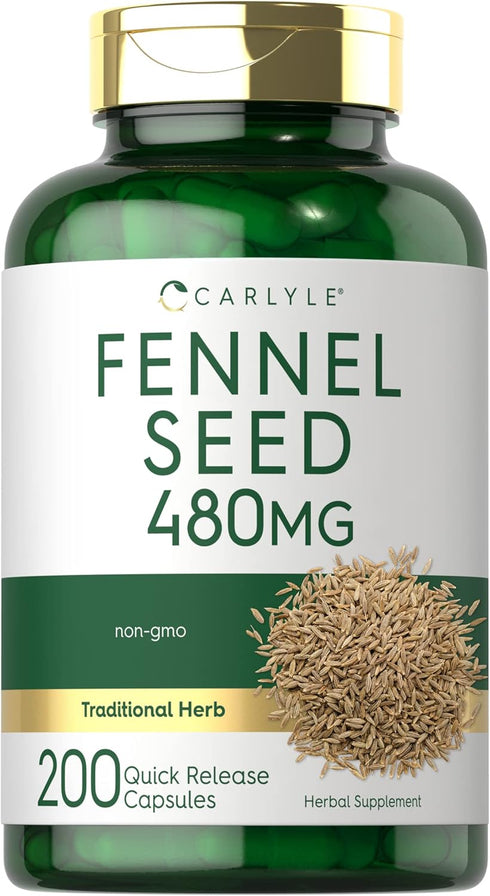 Carlyle Fennel Seed 480mg - 200 Capsules, Non-GMO Herbal Supplement
