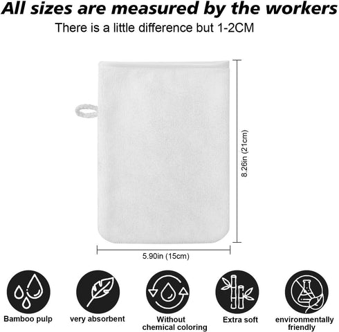 PHOGARY 10 Pack Microfiber Body Wash Mitts, Soft Face Mitten, Reusable Makeup Remover Mitt Gloves, White and Grey